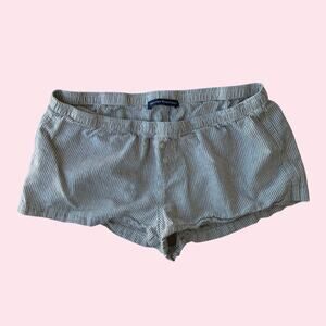 Brandy Melville Sleep Shorts, Light Brown and White Stripes, Cotton/Linen